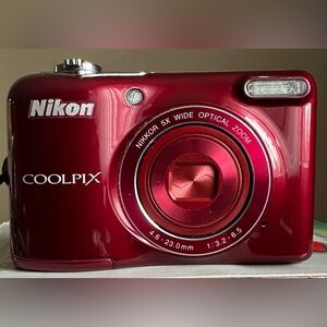 Nikon COOLPIX L30 20.1MP 5x Wide NIKKOR Optical Zoom Digital Camera - Red